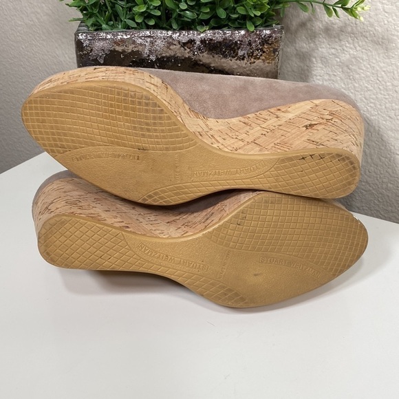 Stuart‎ Weitzman Anna Cork Wedge Peep Toe Pump Haze Size 8 - Picture 8 of 12